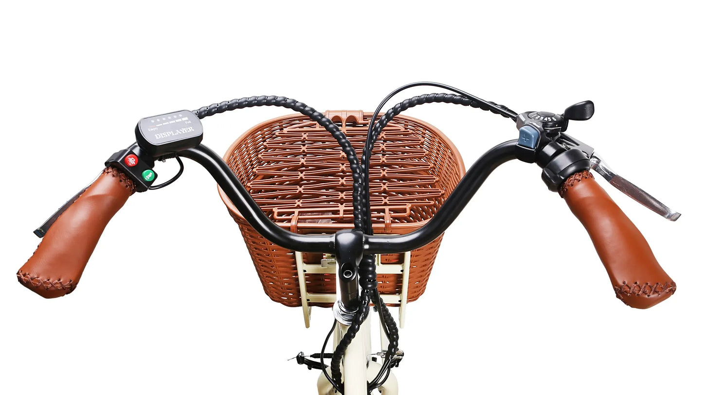 Nakto Classic Step Thru Electric Bike with Basket